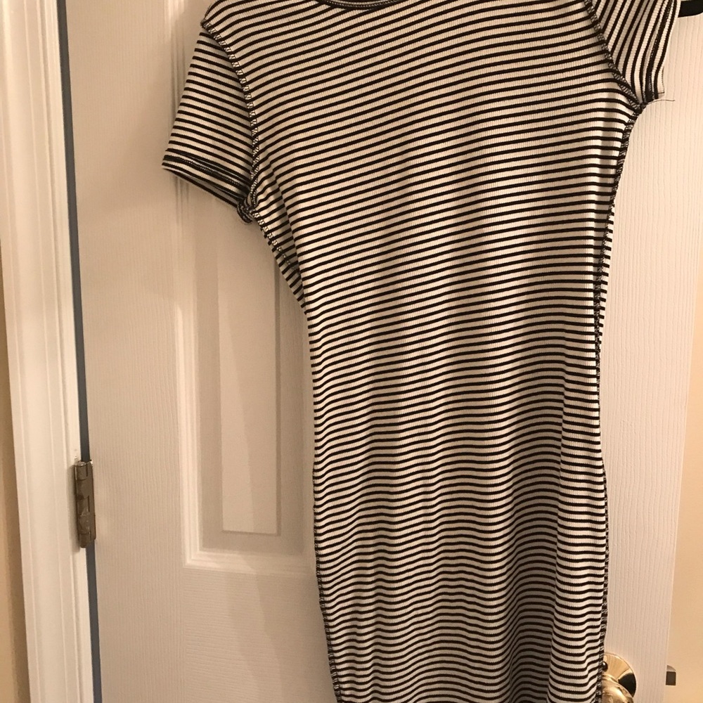 Black and white striped T-shirt dress